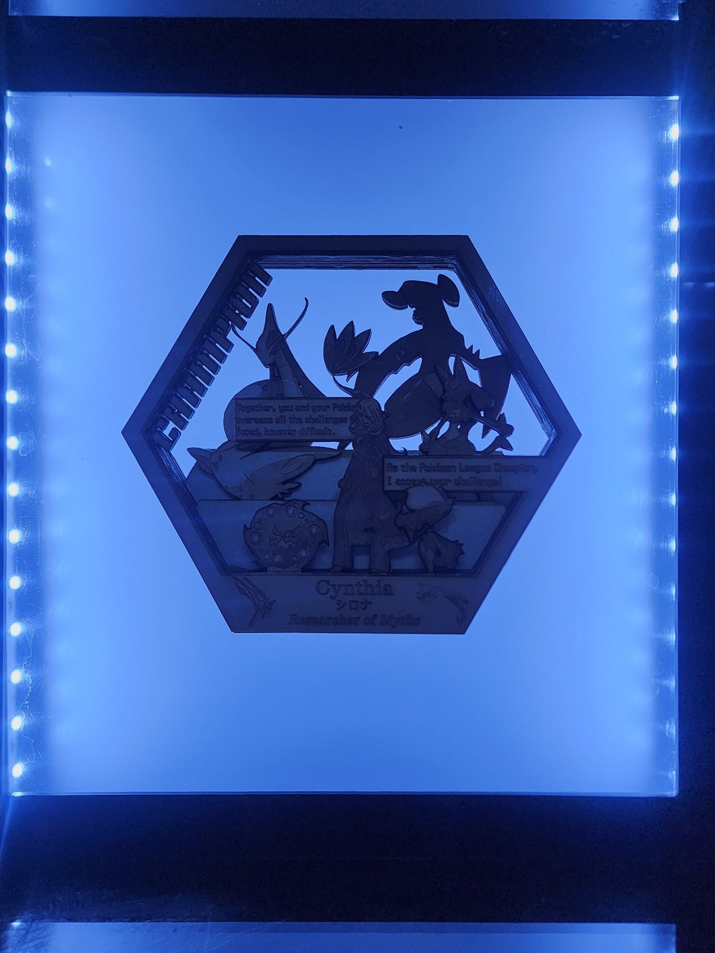 Customizable Pokemon Gift | Pokemon Champion - Cynthia: Researcher of Myths | 3D Wooden Artwork PlaqueArts