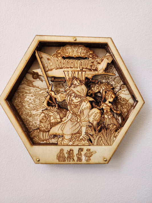 Dragon Quest 8 - Journey of the Cursed King | 3D Wooden Artwork PlaqueArts | Unforgettable gift for gamers