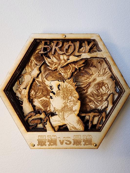 Gogeta vs Broly | Dragon Ball Super Mightiest vs Mightiest | 3D Wooden Artwork PlaqueArts | Unforgettable gift for gamers