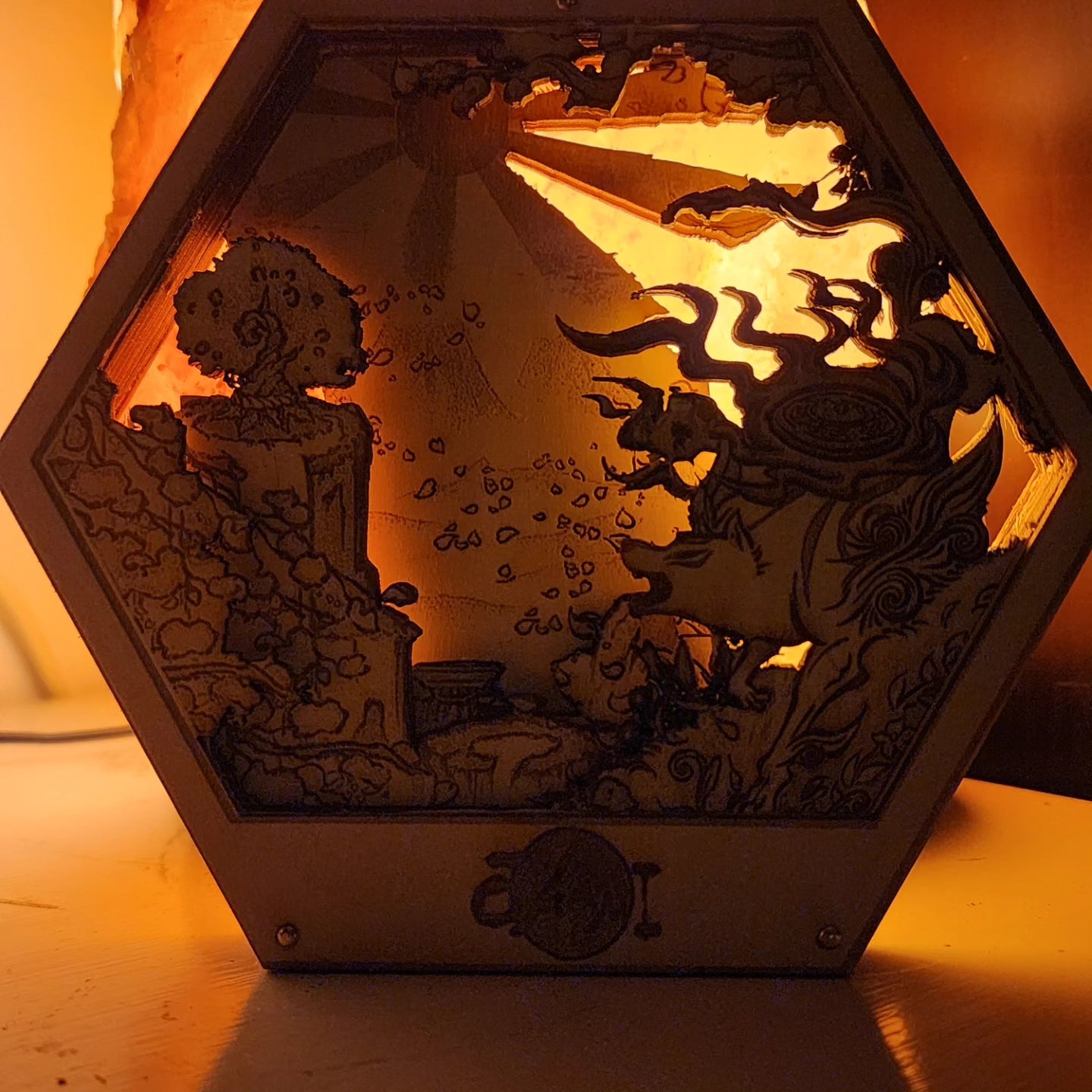 Okami Amaterasu - Rising Sun | 3D Wooden Artwork PlaqueArts | Unforgettable gift for gamers