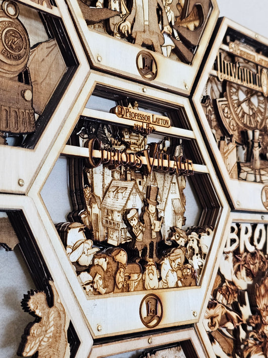 The Curious Village | 3D Wooden Artwork PlaqueArts | Unforgettable Gifts